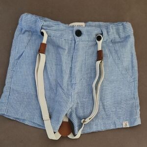 Me & Henry Blue Striped Shorts with Suspenders. Size 4/5y